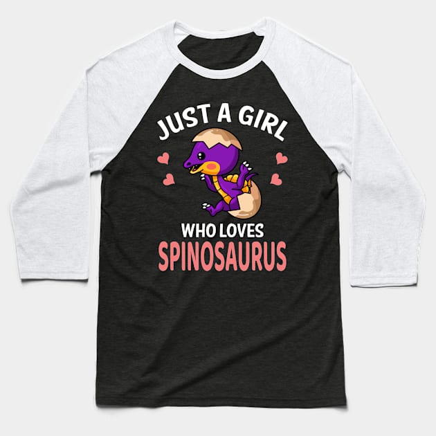 Just A Girl Who Loves Spinosaurus I Kinder Dino Baseball T-Shirt by Shirtjaeger